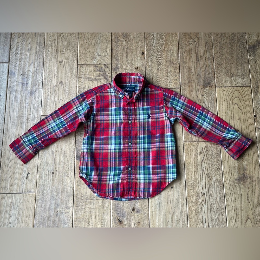 Ralph Lauren Red Plaid Button Down Shirt size 2T